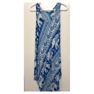 blue and white dress